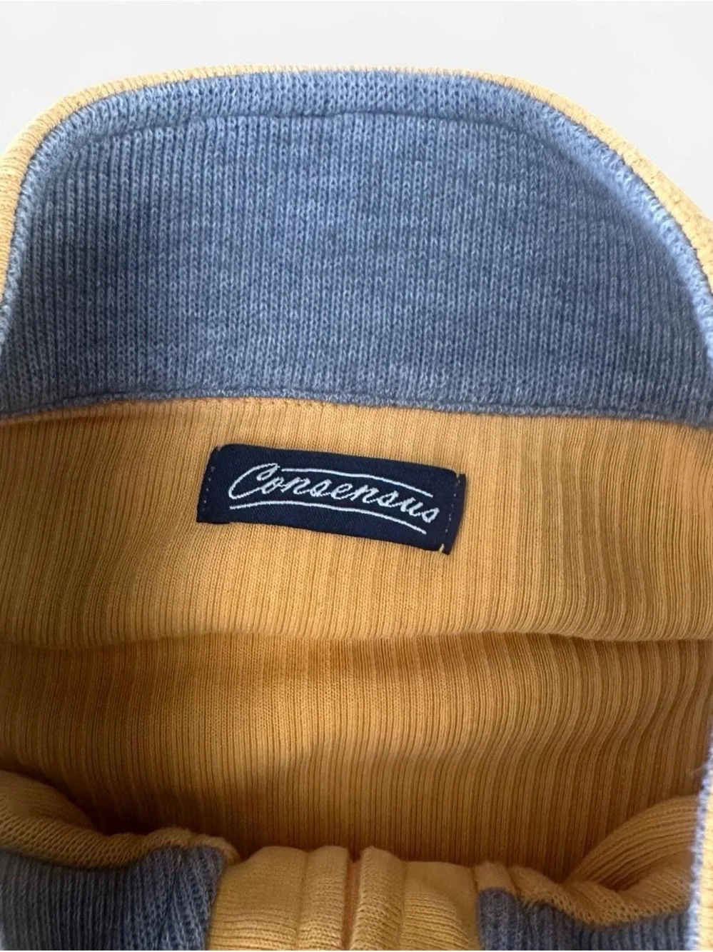 Men's Vintage Consensus Quarter-Zip Cotton Sweater in Mustard Yellow Size XL